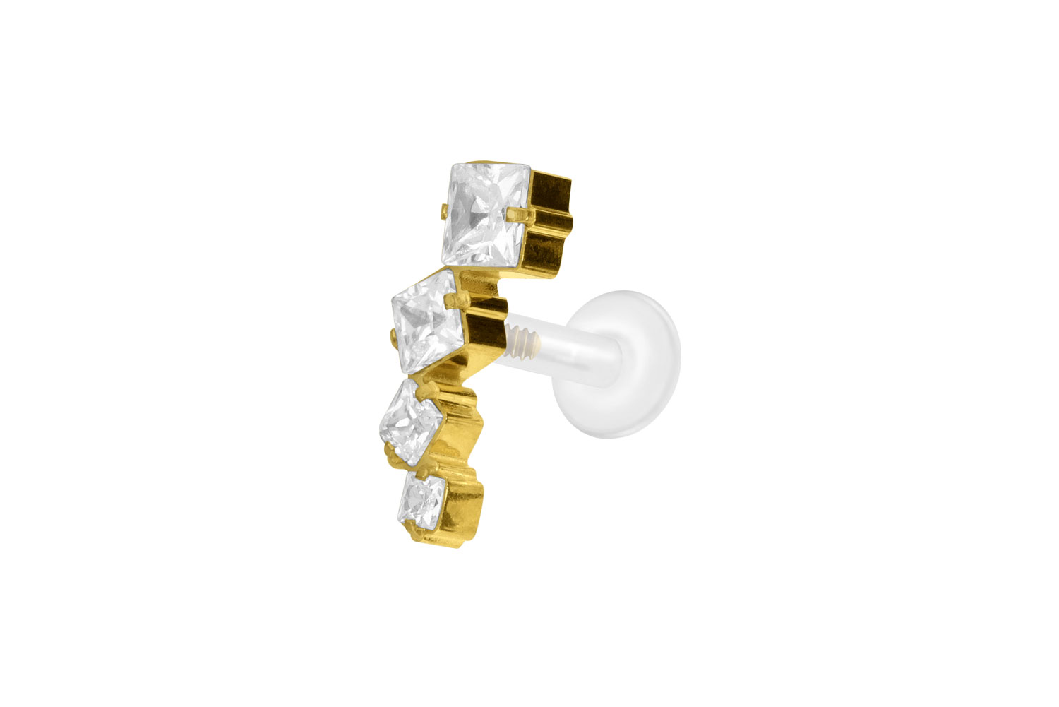 PTFE Labret Piercing mit Innengewinde + Titan-Aufsatz KRISTALLBOGEN
